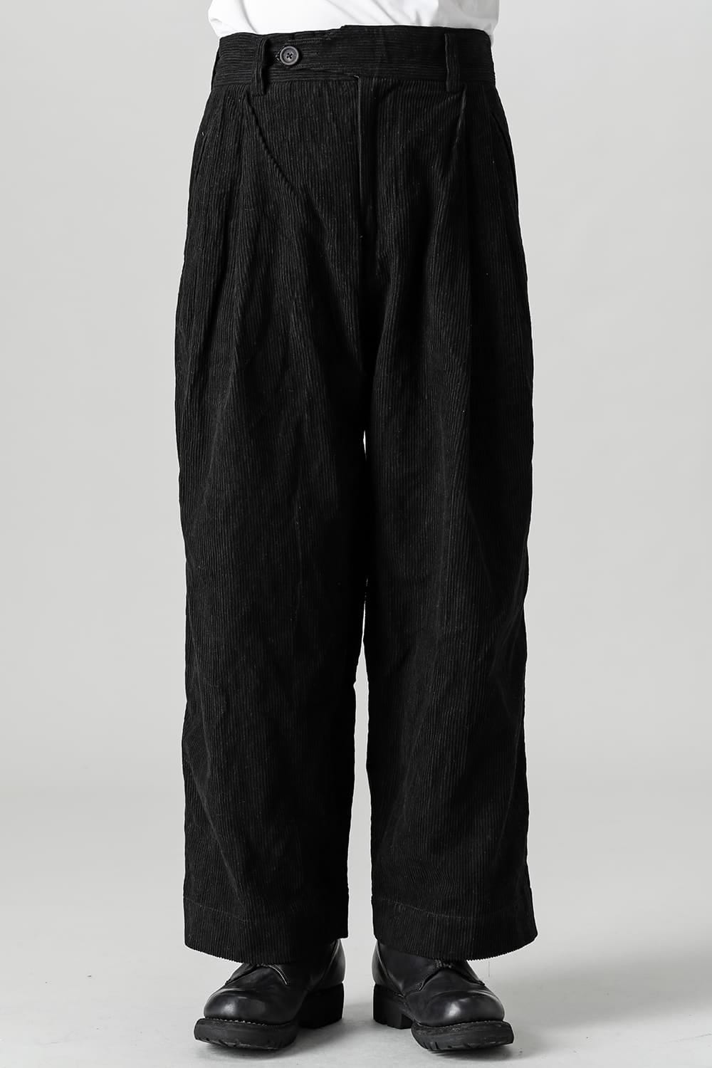 Classic Pleated Wide Leg Corduroy Trousers