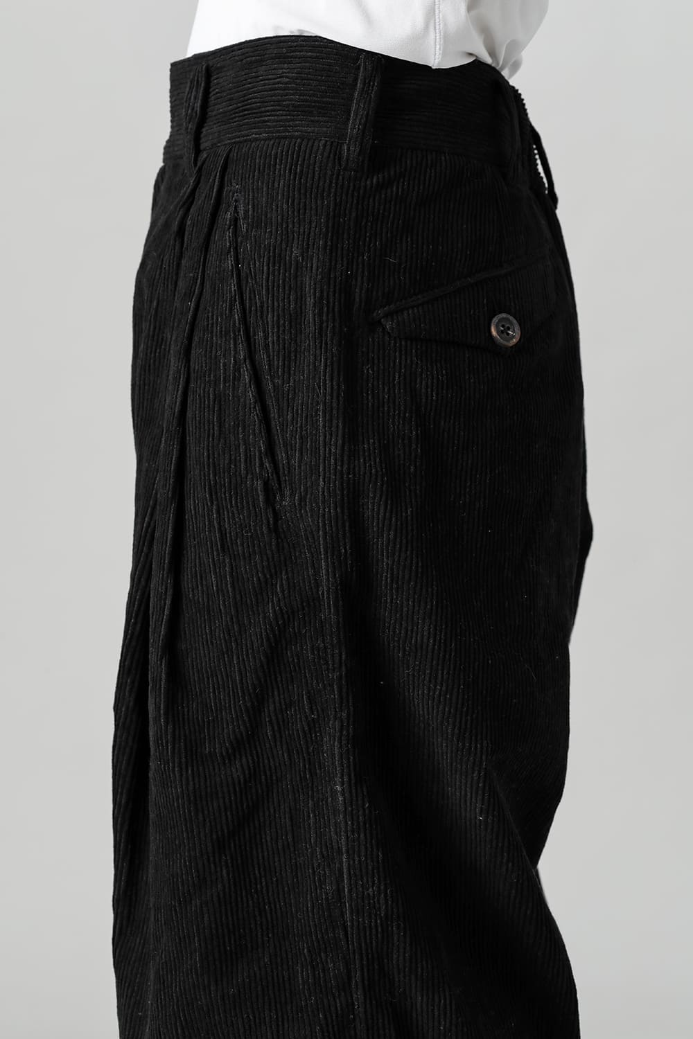 Classic Pleated Wide Leg Corduroy Trousers