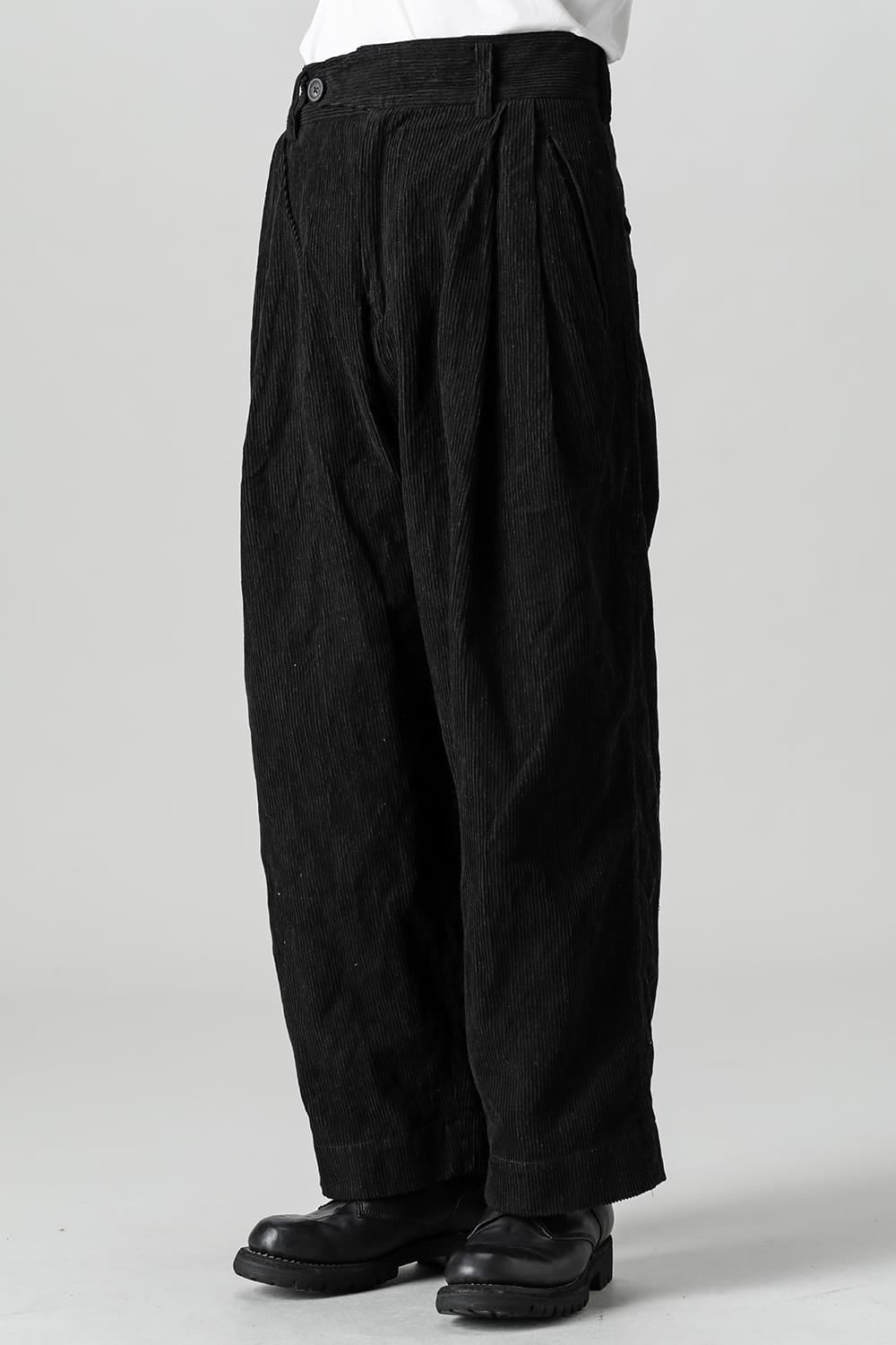 Classic Pleated Wide Leg Corduroy Trousers