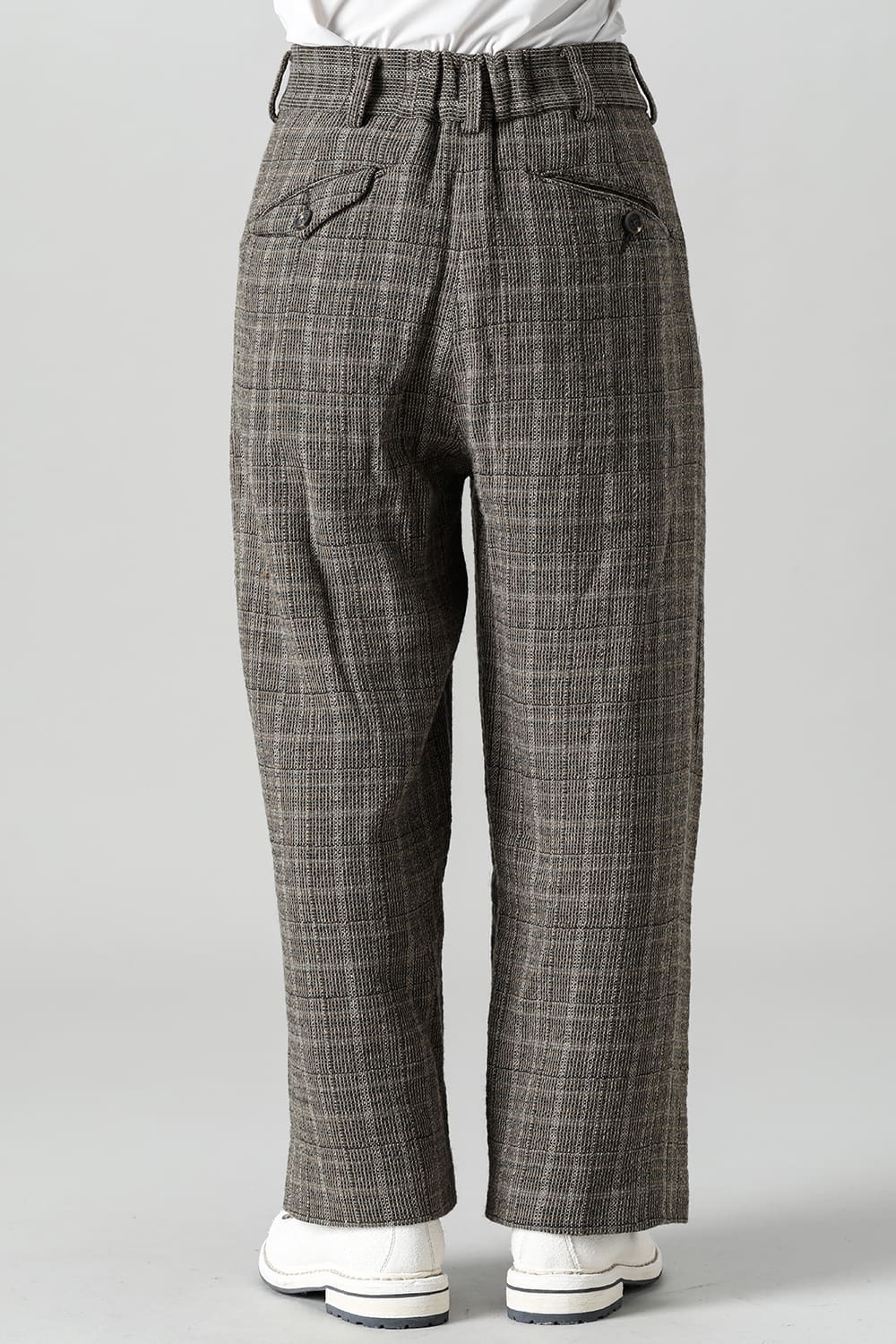 Classic Pleated Wide Leg Plaid Trousers