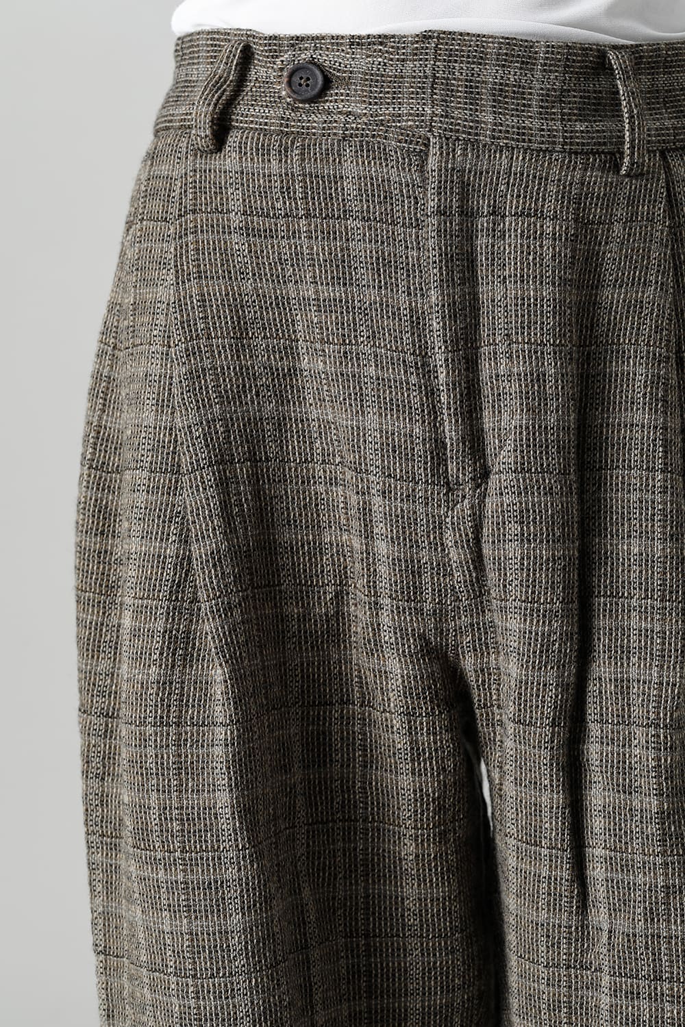 Classic Pleated Wide Leg Plaid Trousers