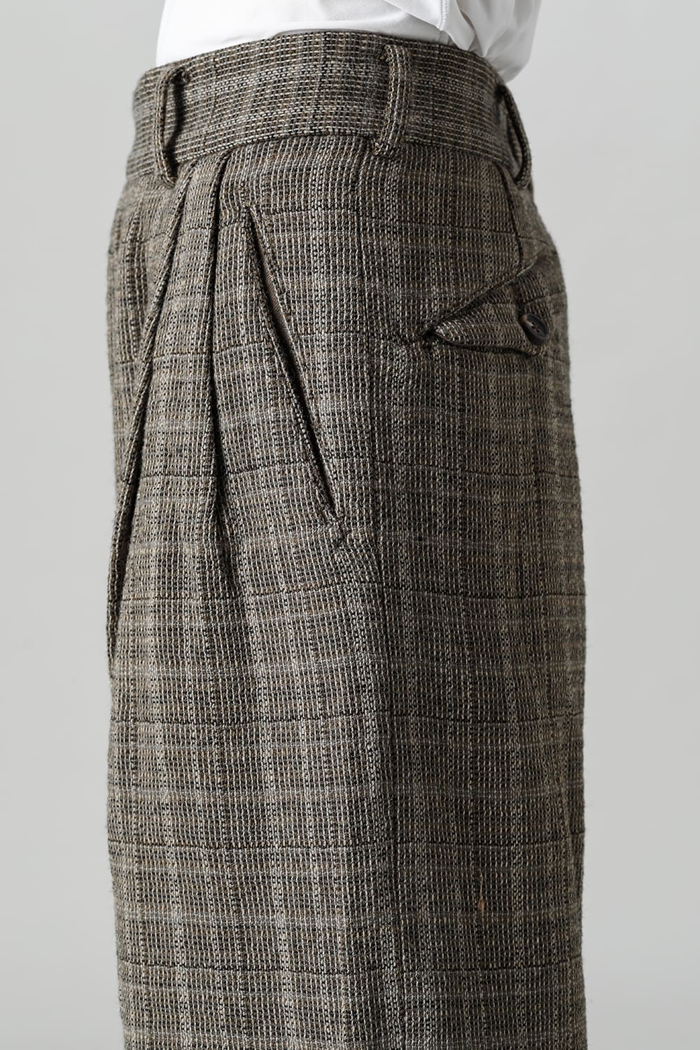 Classic Pleated Wide Leg Plaid Trousers