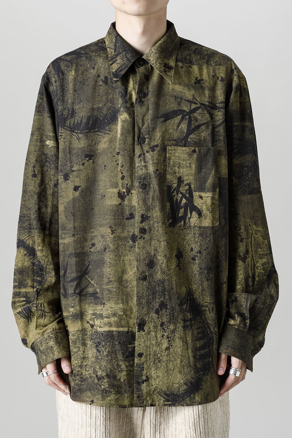 Printed Pocket Shirt  Green(Face)