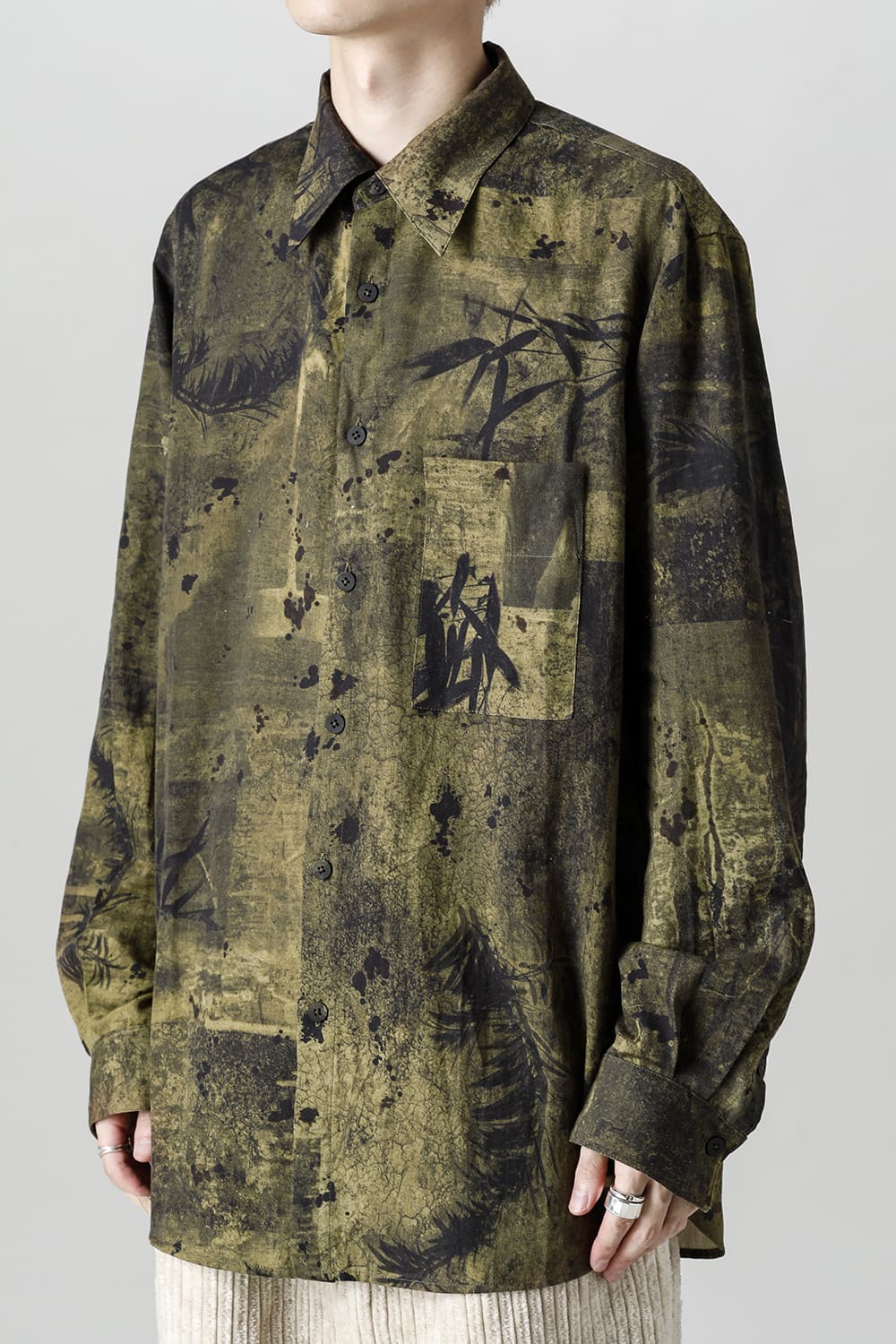 Printed Pocket Shirt  Green(Face)