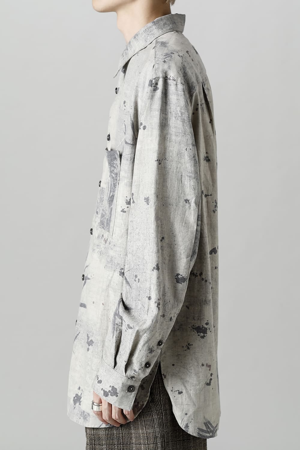 Printed Pocket Shirt  White(Back)