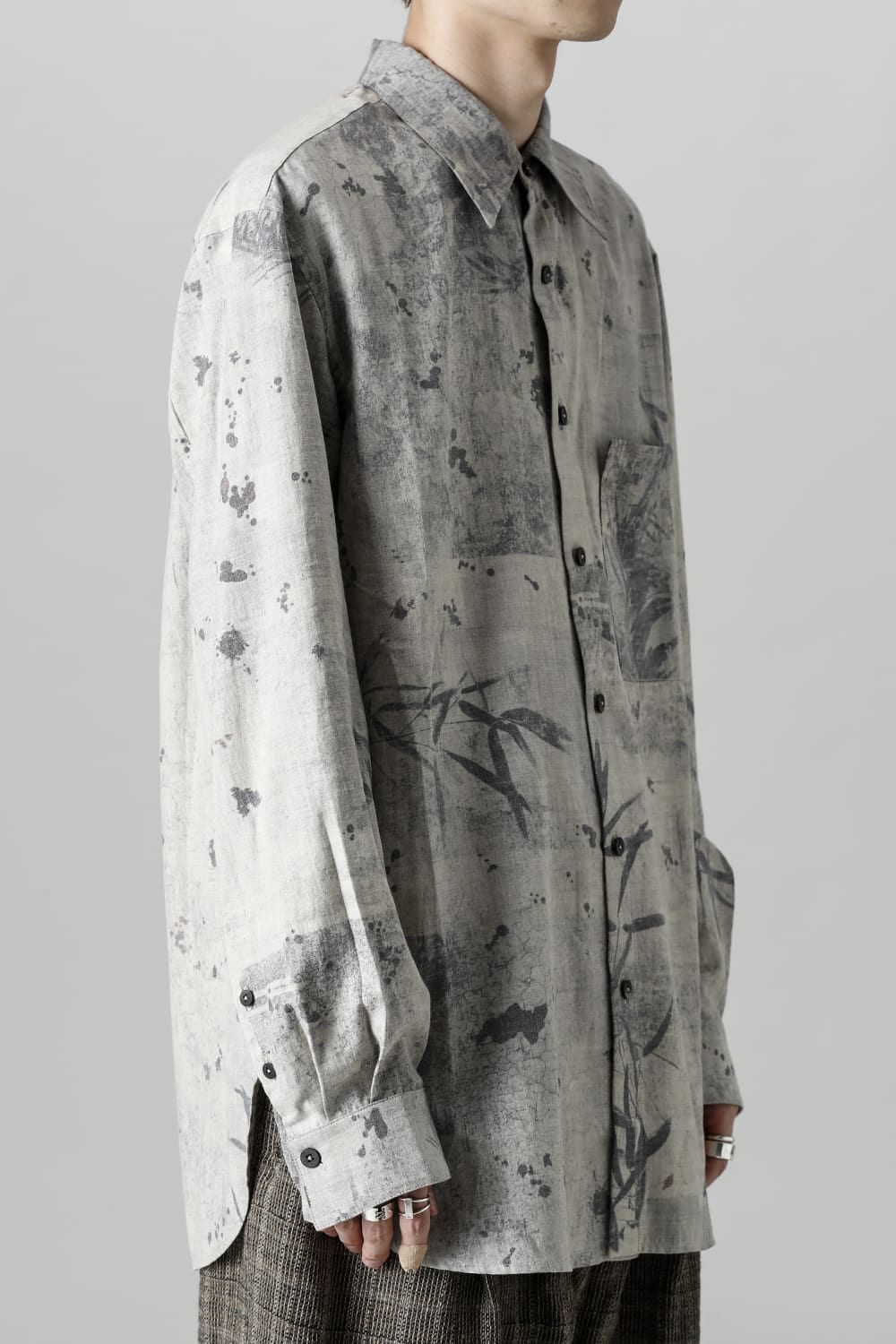 Printed Pocket Shirt  White(Back)