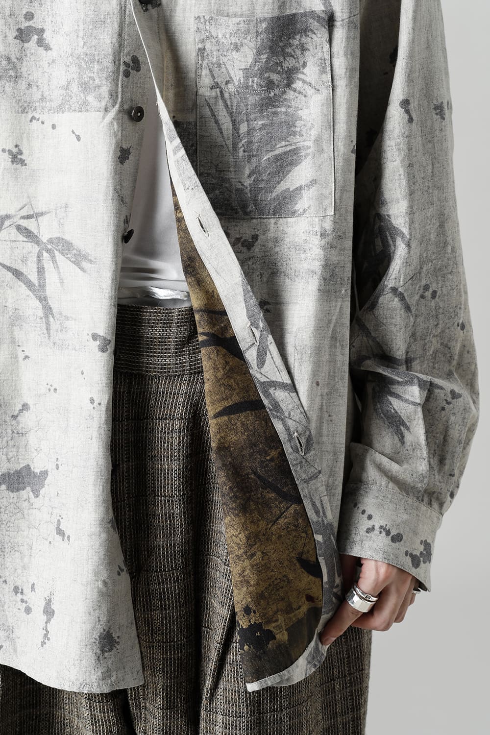 Printed Pocket Shirt  White(Back)