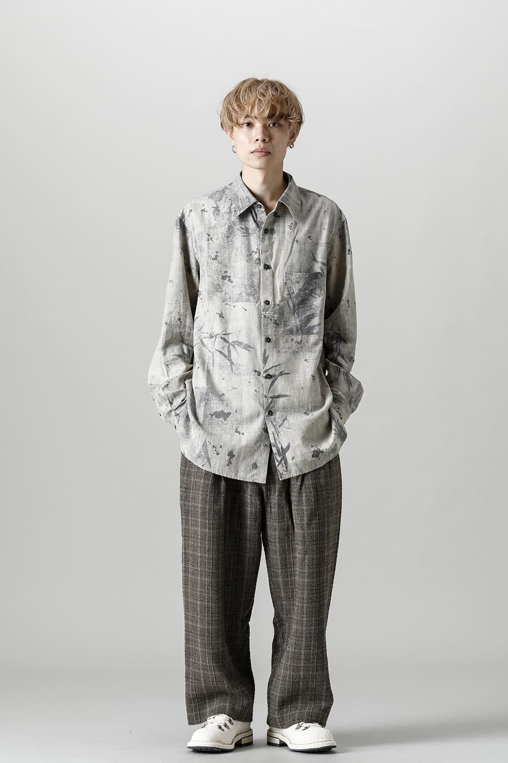 Printed Pocket Shirt  White(Back)