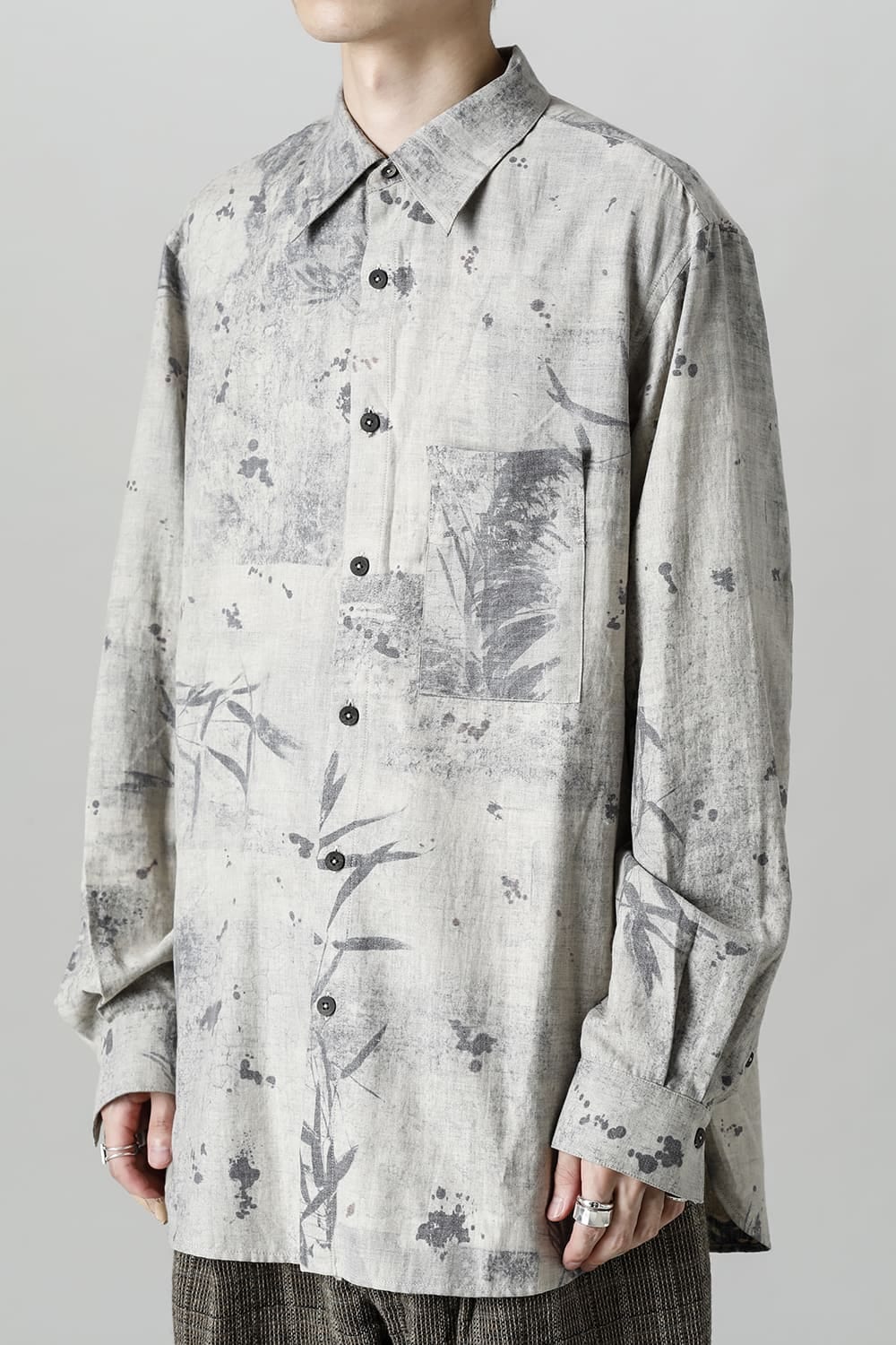 Printed Pocket Shirt  White(Back)