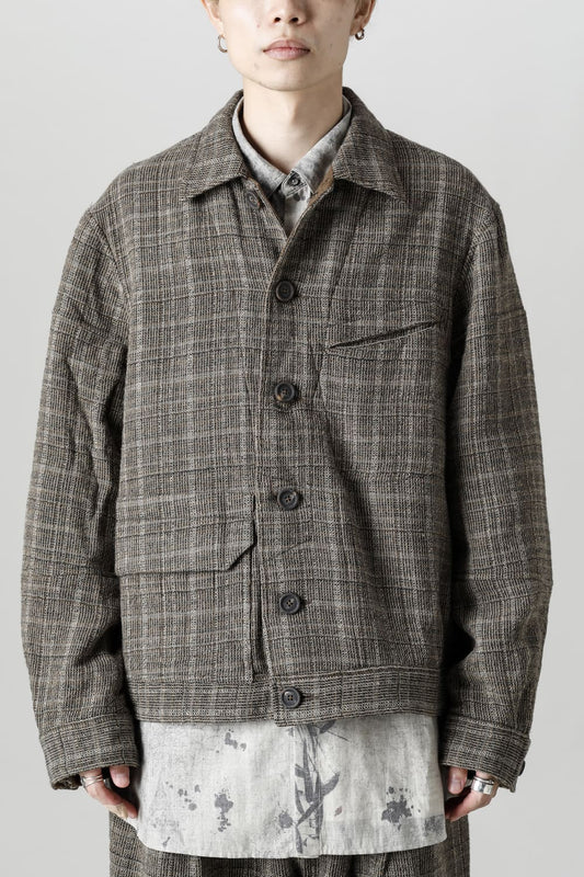 Cropped Wool Plaid Worker Jacket