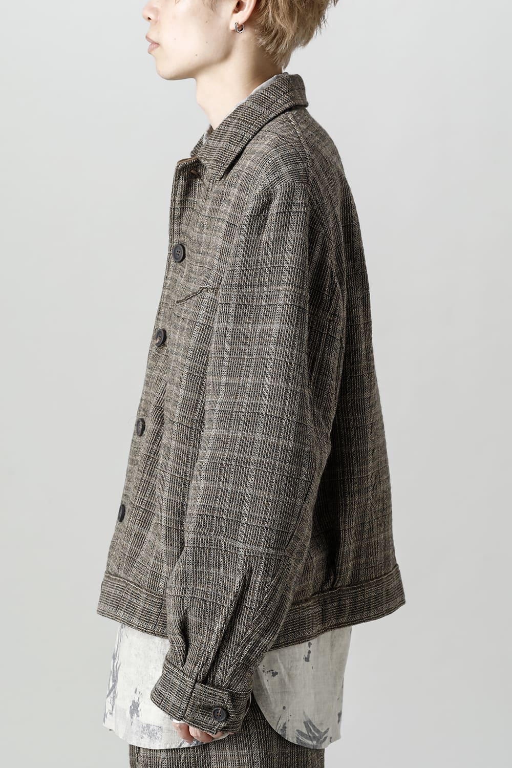 Cropped Wool Plaid Worker Jacket