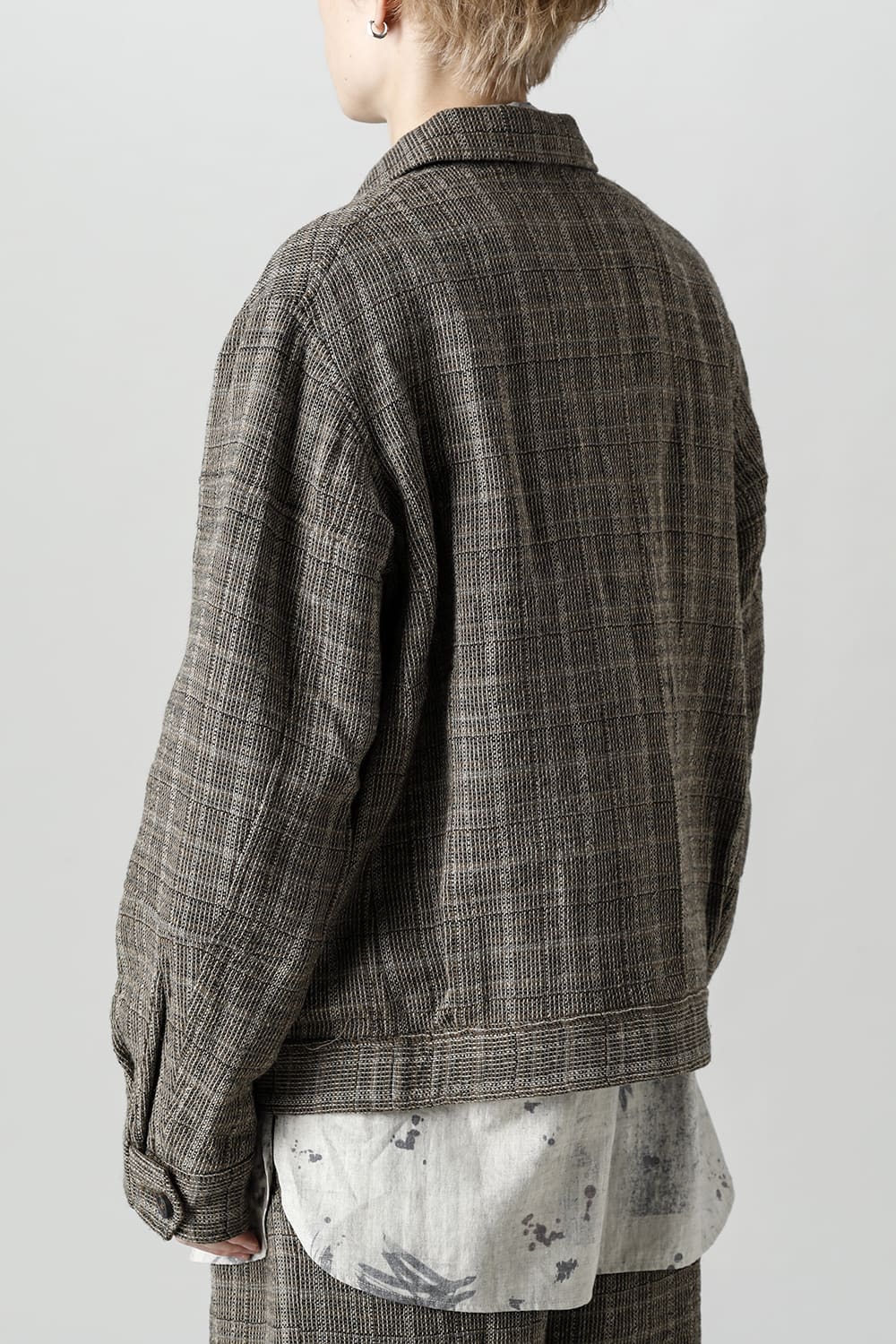 Cropped Wool Plaid Worker Jacket