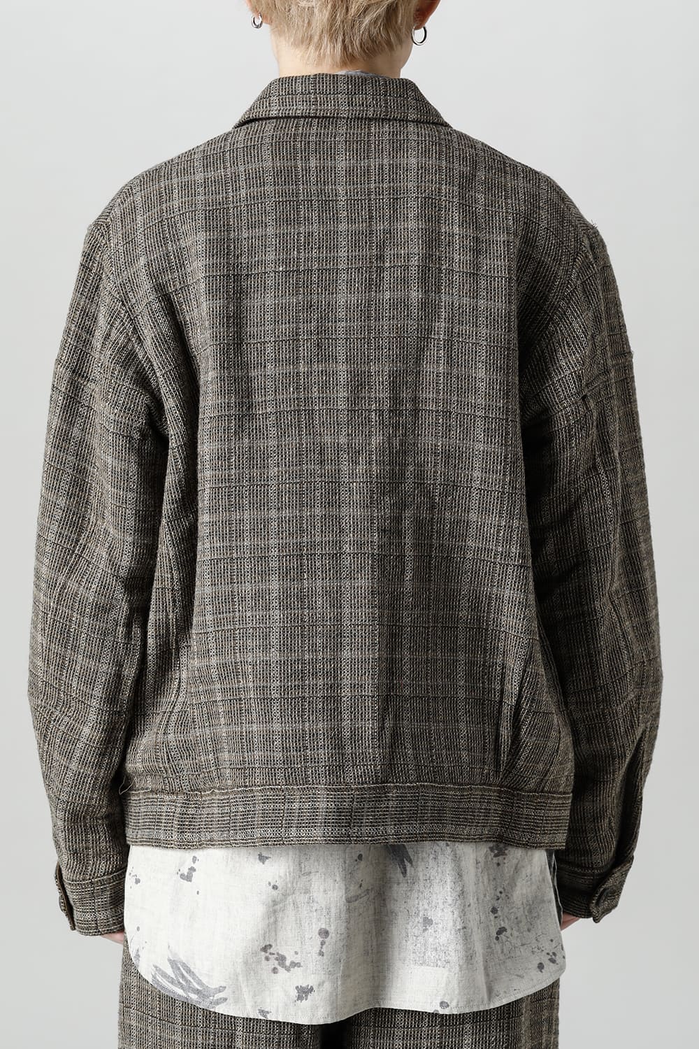 Cropped Wool Plaid Worker Jacket