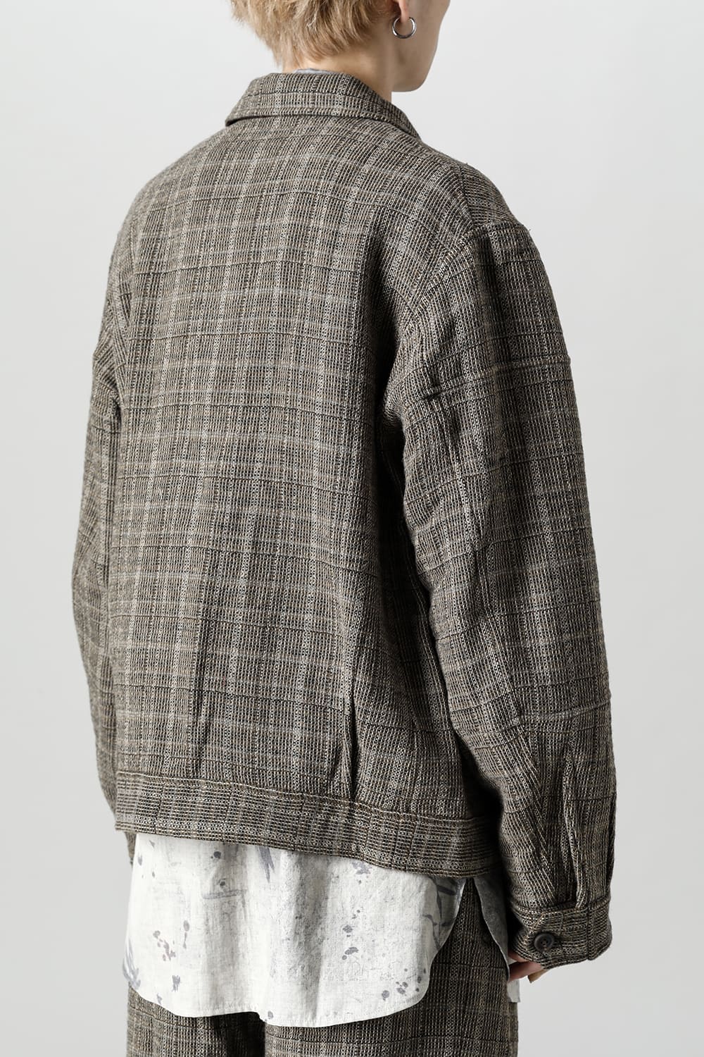 Cropped Wool Plaid Worker Jacket