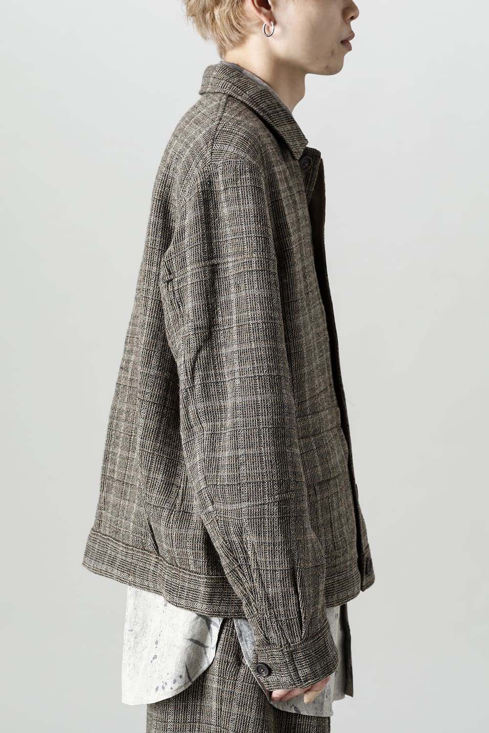 Cropped Wool Plaid Worker Jacket