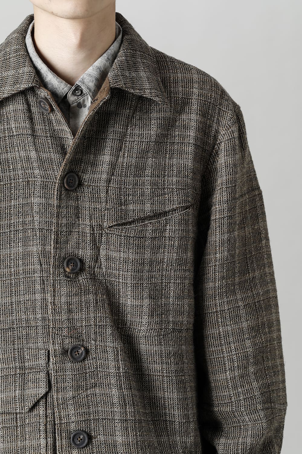 Cropped Wool Plaid Worker Jacket
