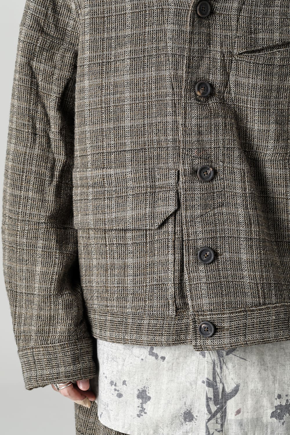 Cropped Wool Plaid Worker Jacket