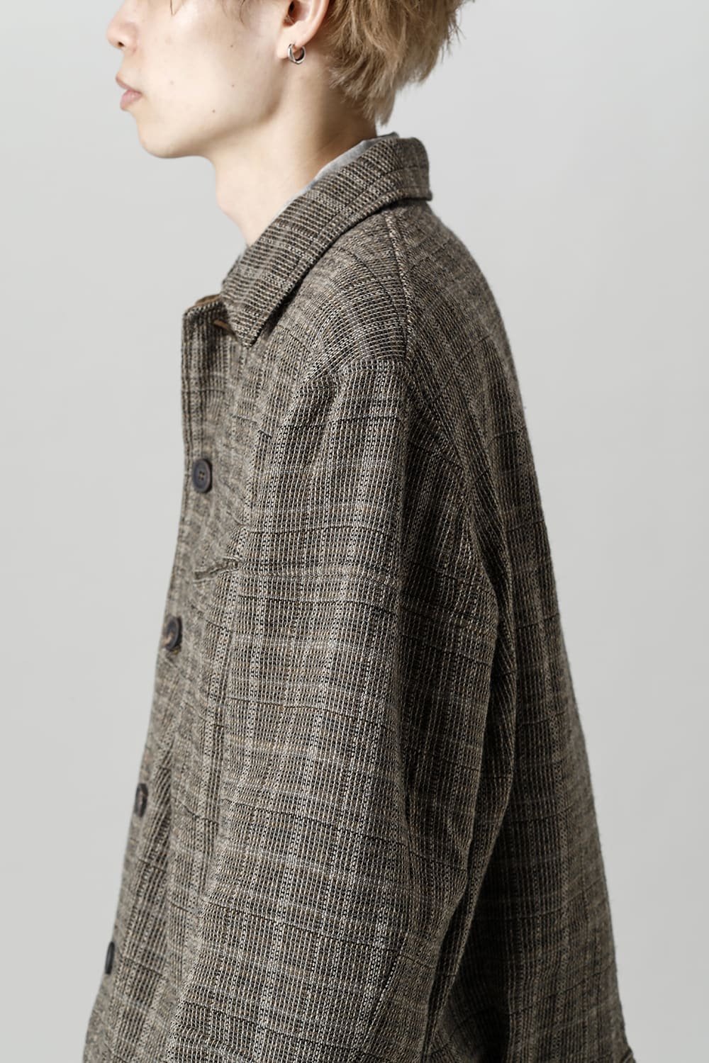 Cropped Wool Plaid Worker Jacket