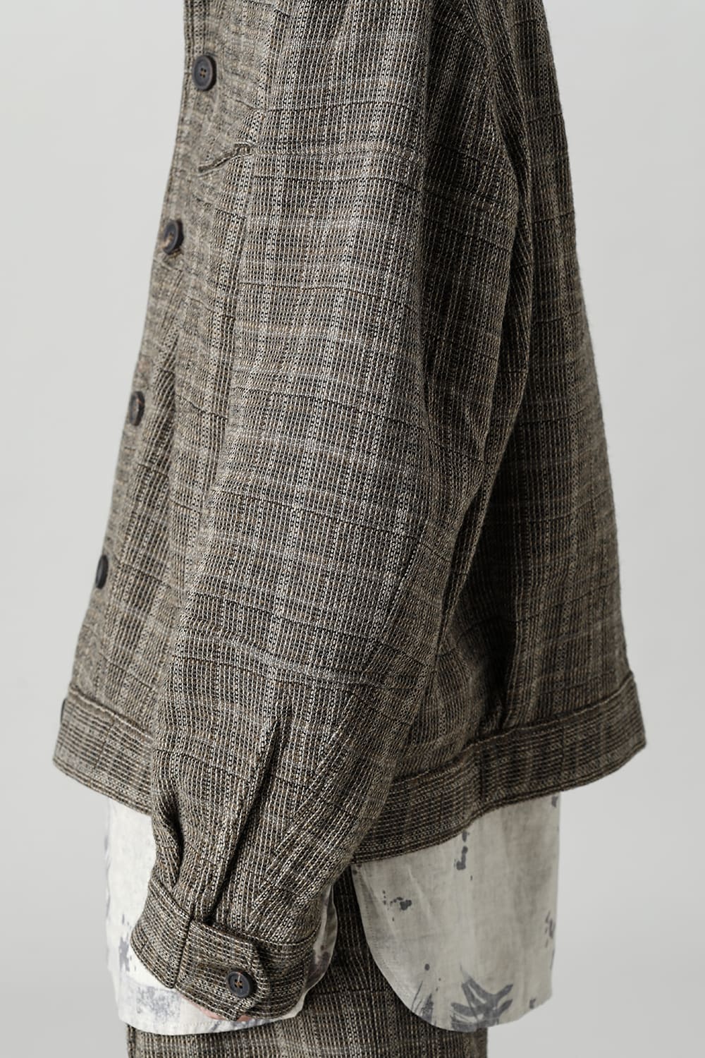 Cropped Wool Plaid Worker Jacket