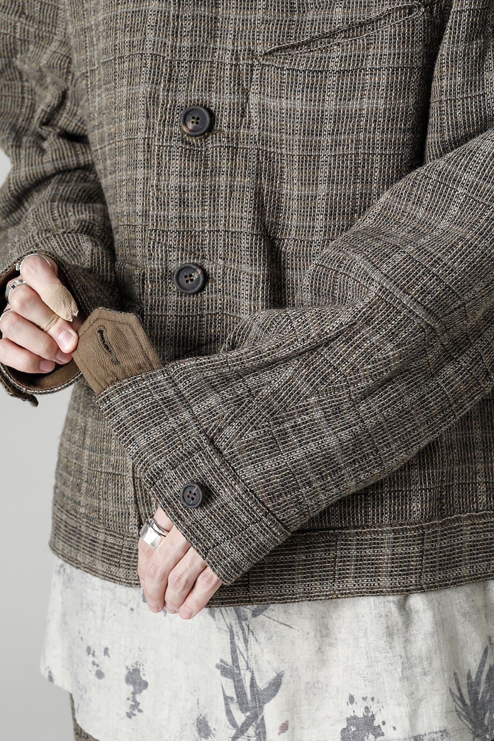 Cropped Wool Plaid Worker Jacket