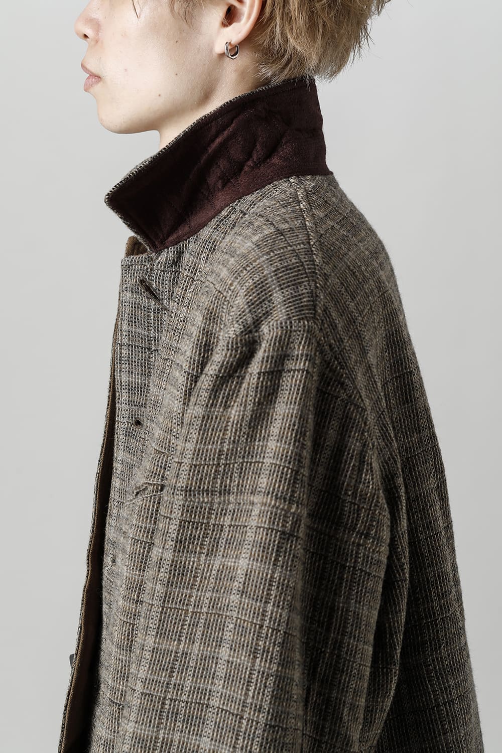 Cropped Wool Plaid Worker Jacket