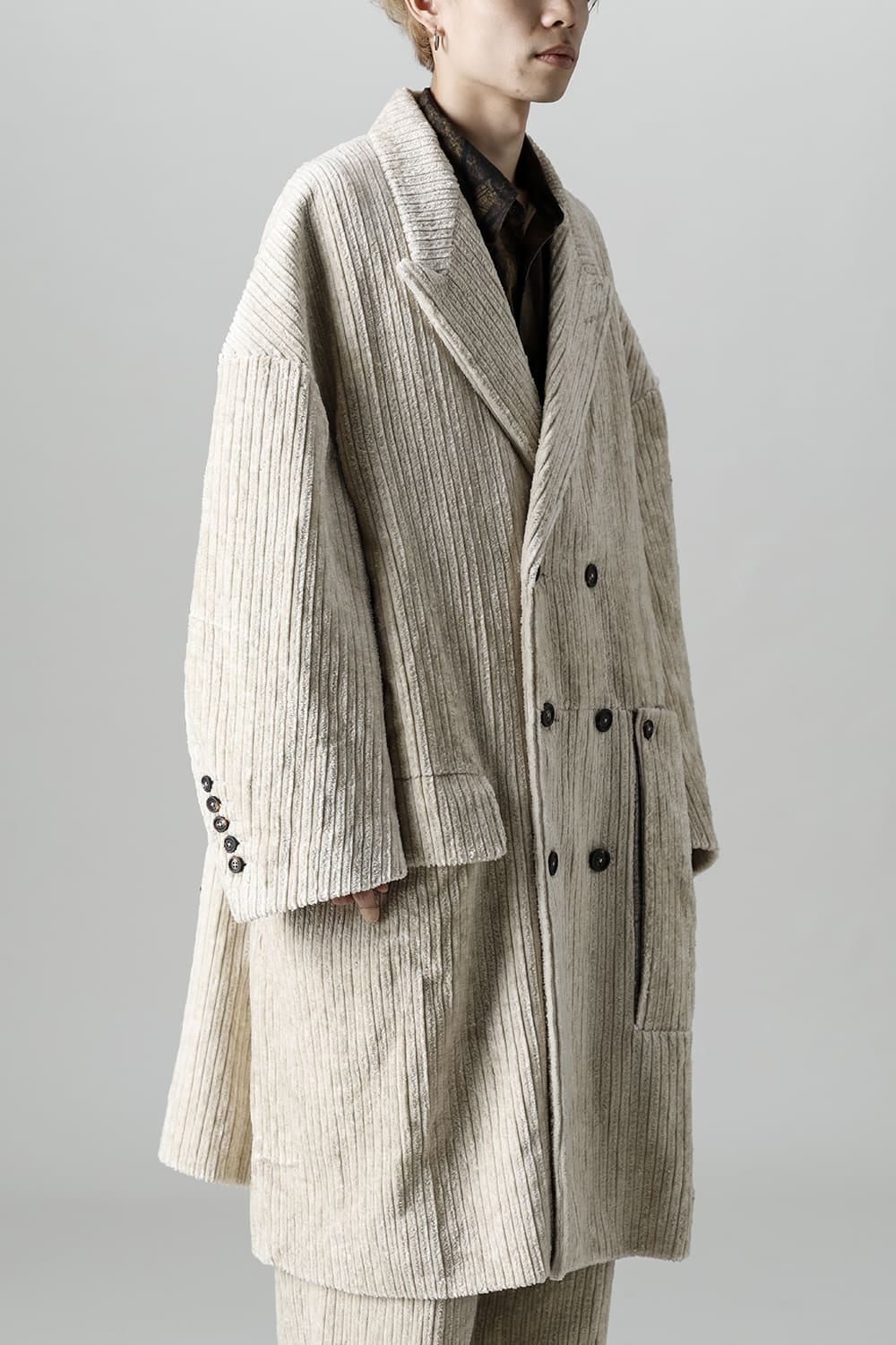 Hidden Plaid Double Breasted Oversized Coat