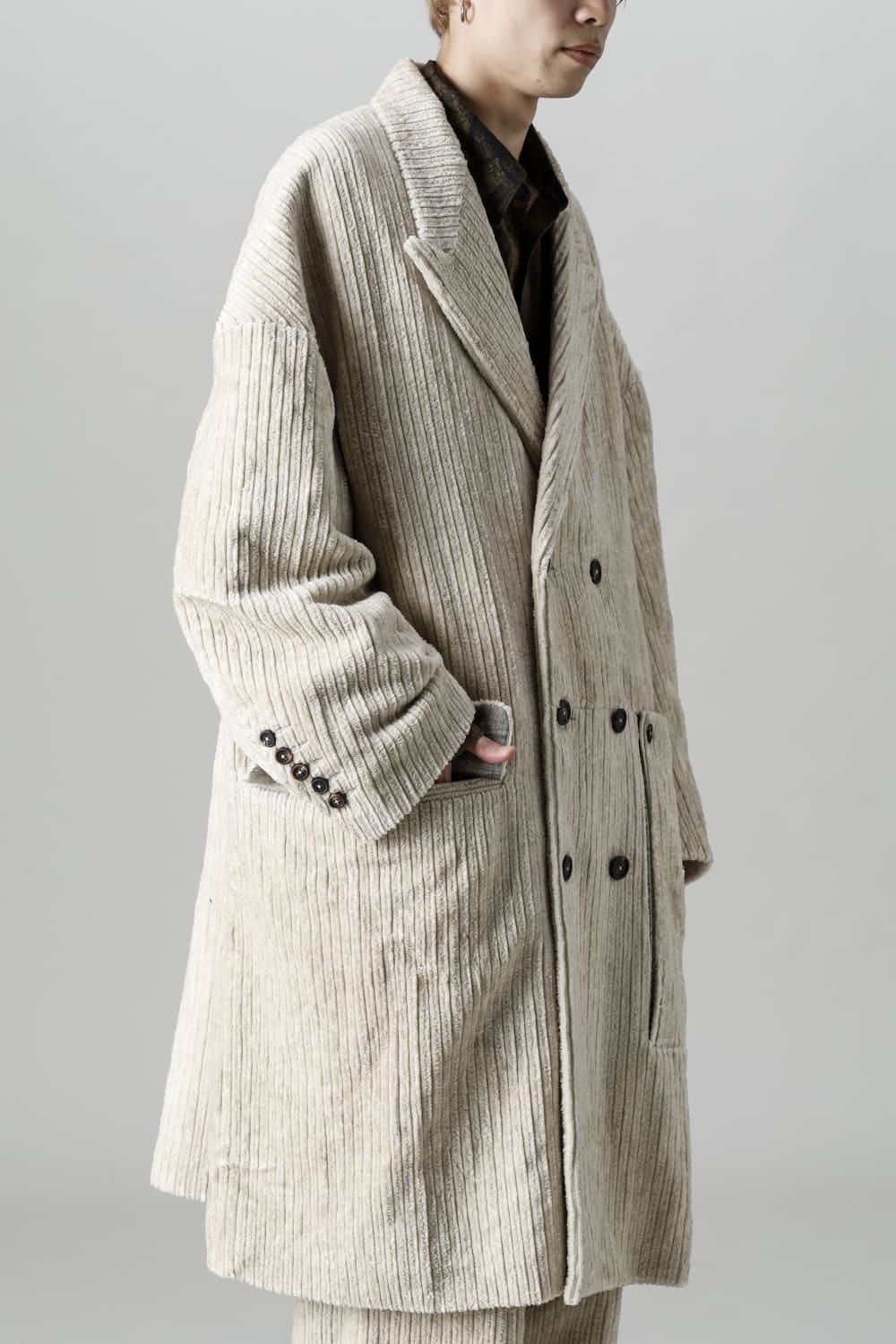 Hidden Plaid Double Breasted Oversized Coat