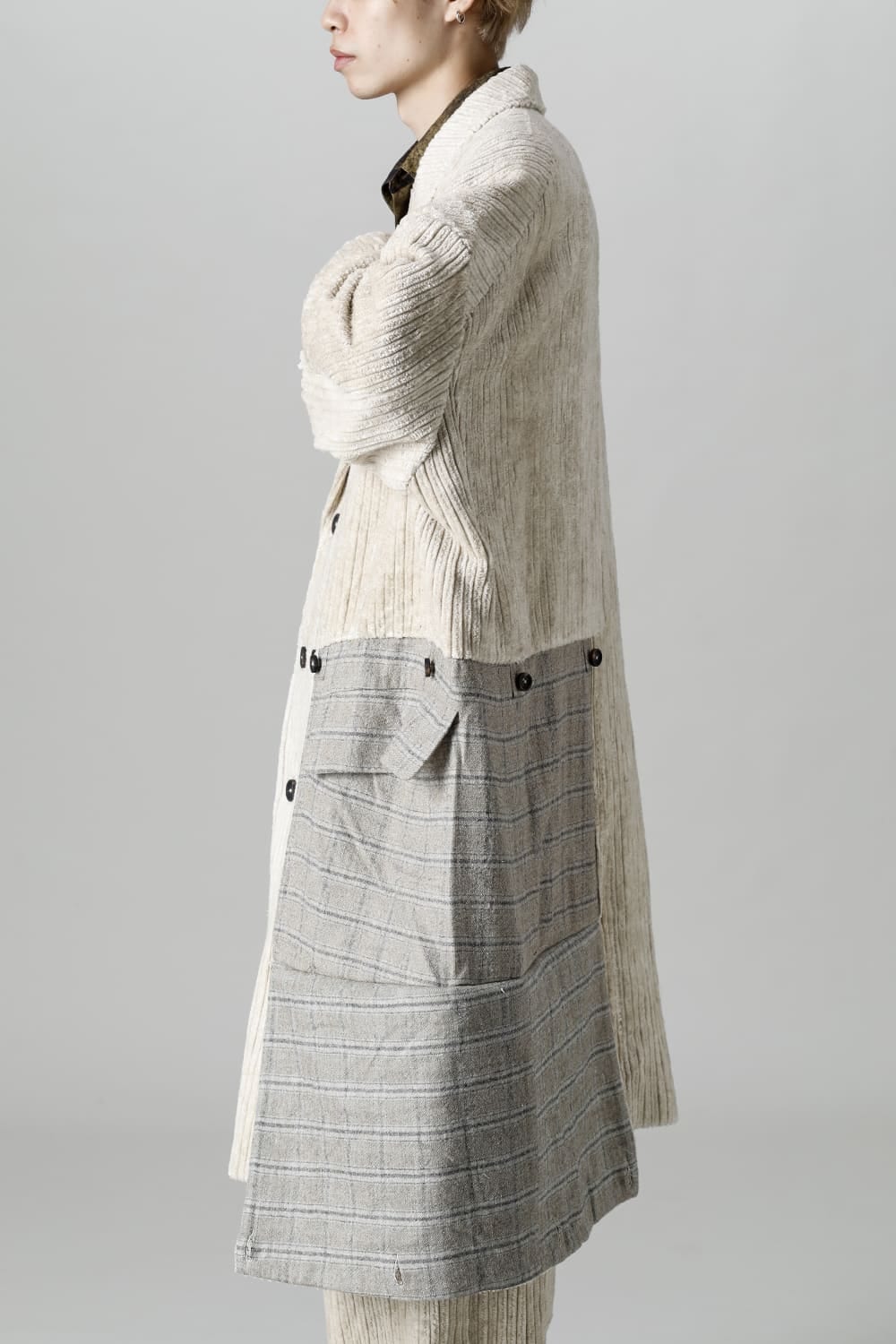 Hidden Plaid Double Breasted Oversized Coat