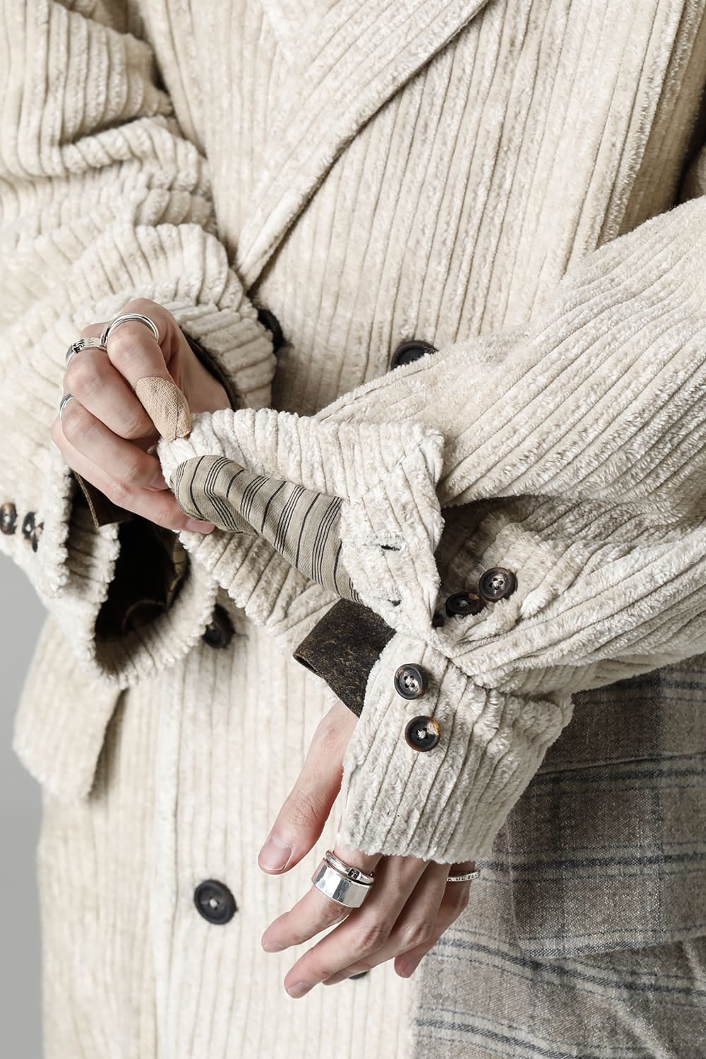 Hidden Plaid Double Breasted Oversized Coat