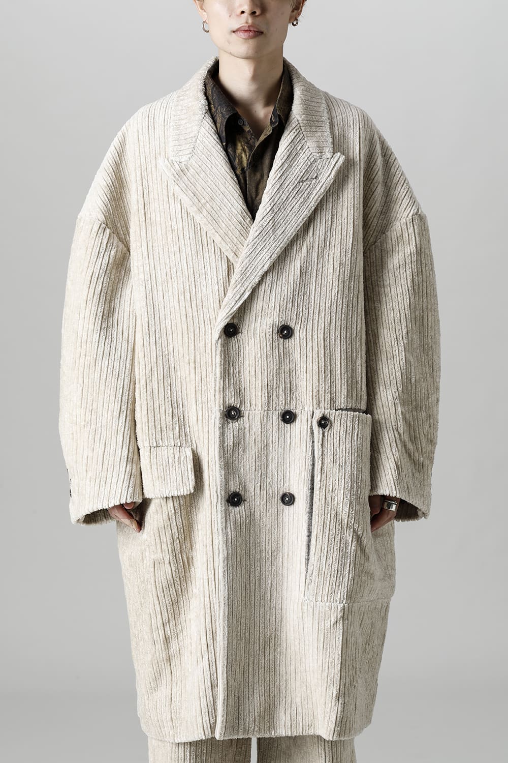 Hidden Plaid Double Breasted Oversized Coat