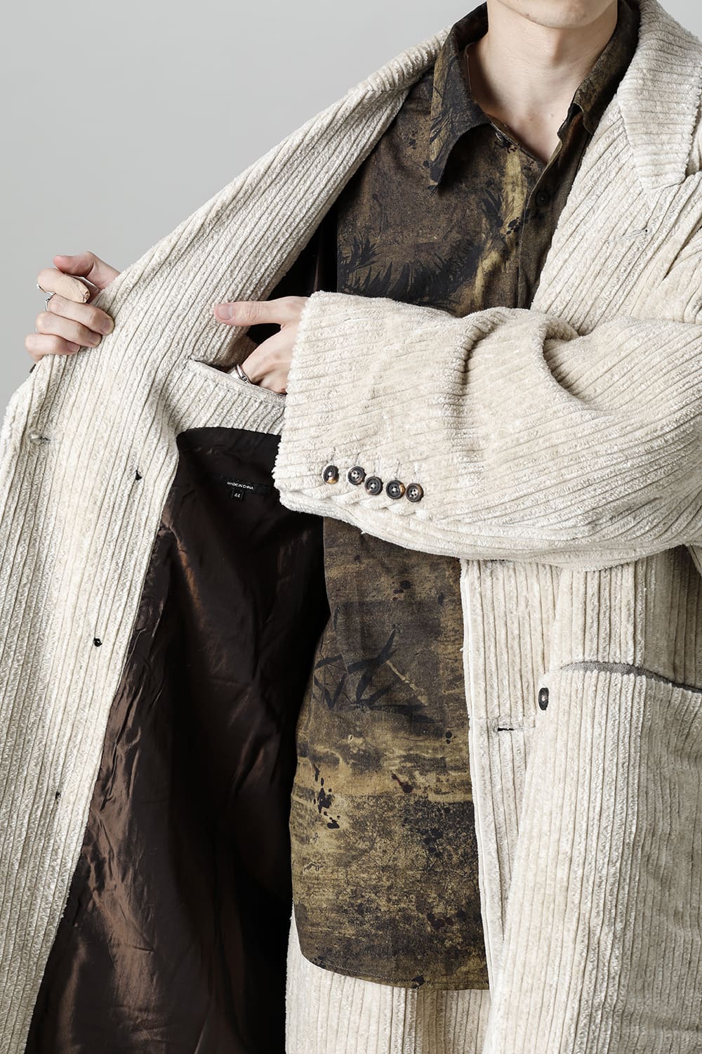 Hidden Plaid Double Breasted Oversized Coat