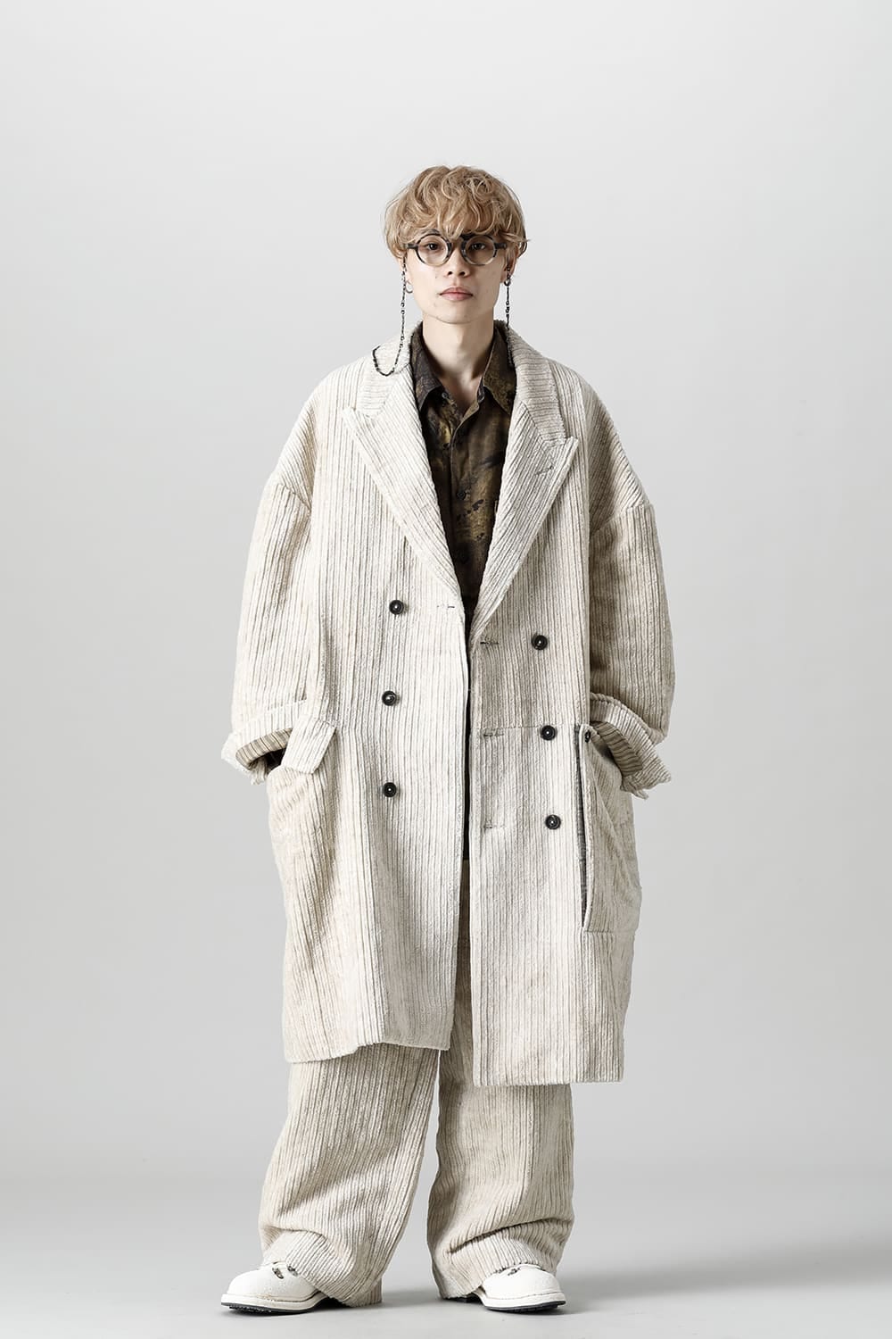 Hidden Plaid Double Breasted Oversized Coat