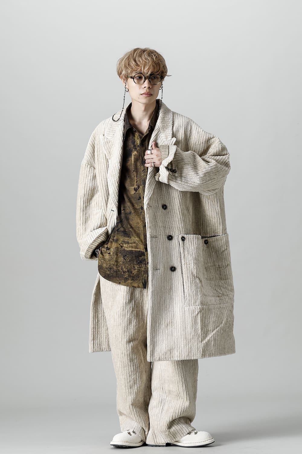 Hidden Plaid Double Breasted Oversized Coat