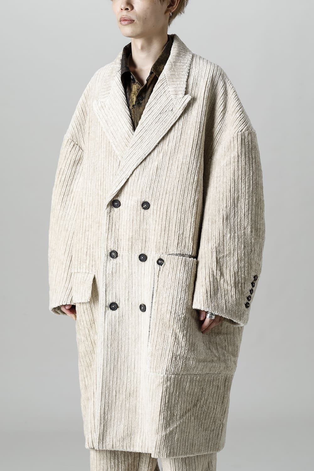 Hidden Plaid Double Breasted Oversized Coat