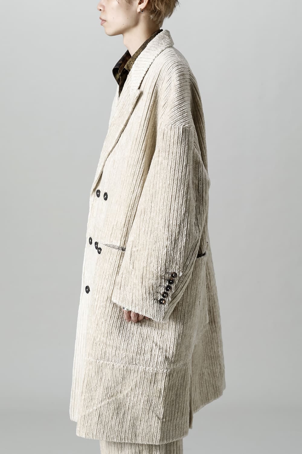 Hidden Plaid Double Breasted Oversized Coat