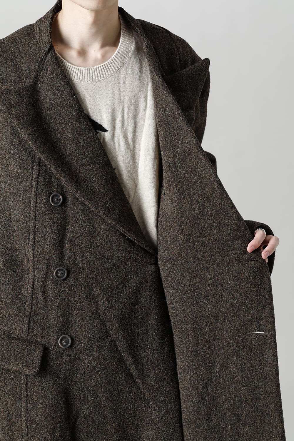 Hidden Scene Peaked Lapel Doubule Breasted Coat