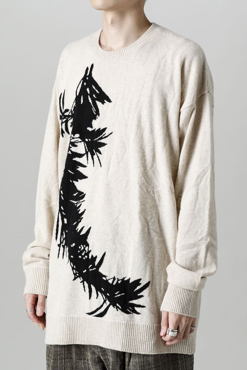 "Podocarpus" Cashmere Crewneck Sweater  White