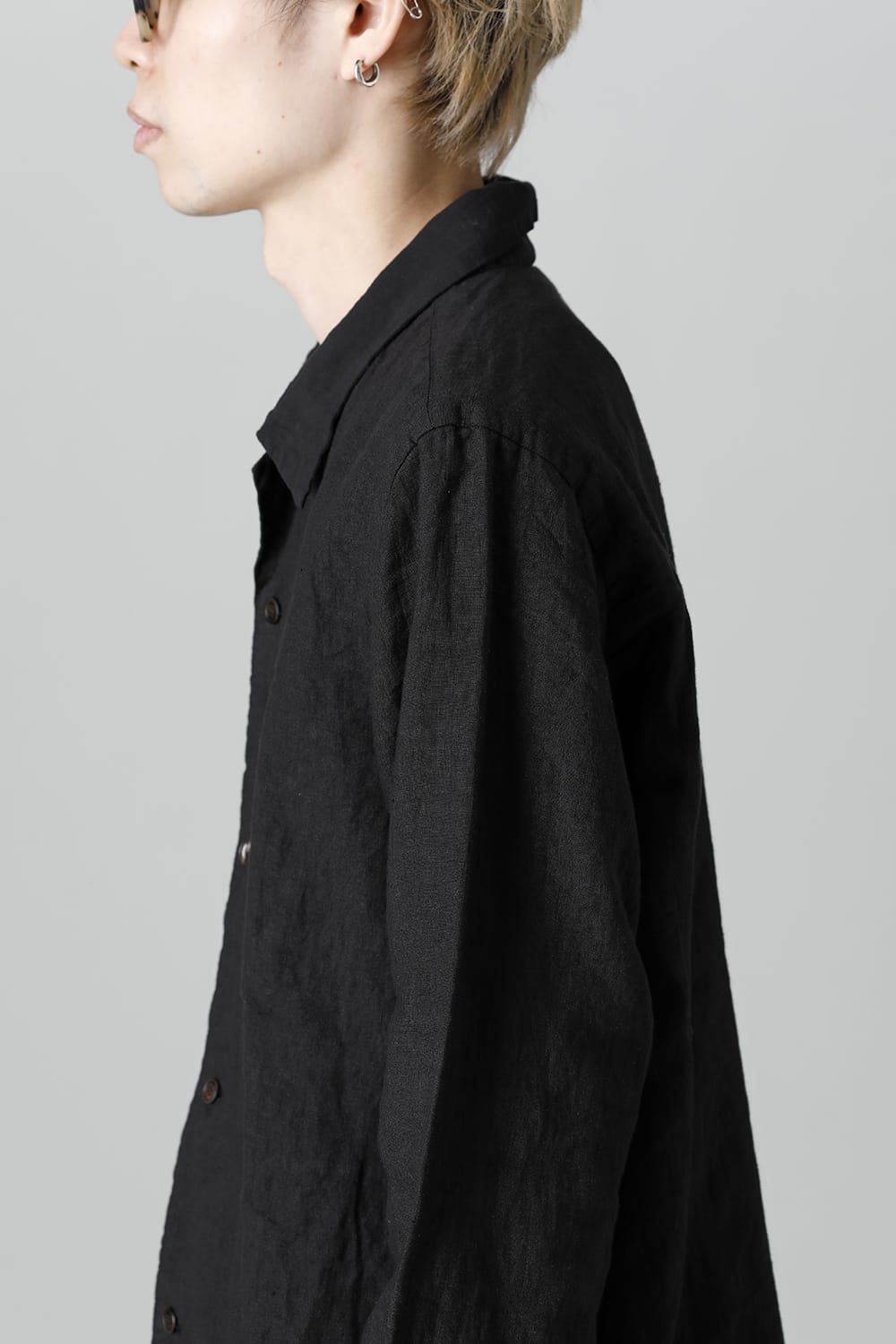 Open Collar Reversible Shirt Black/Black
