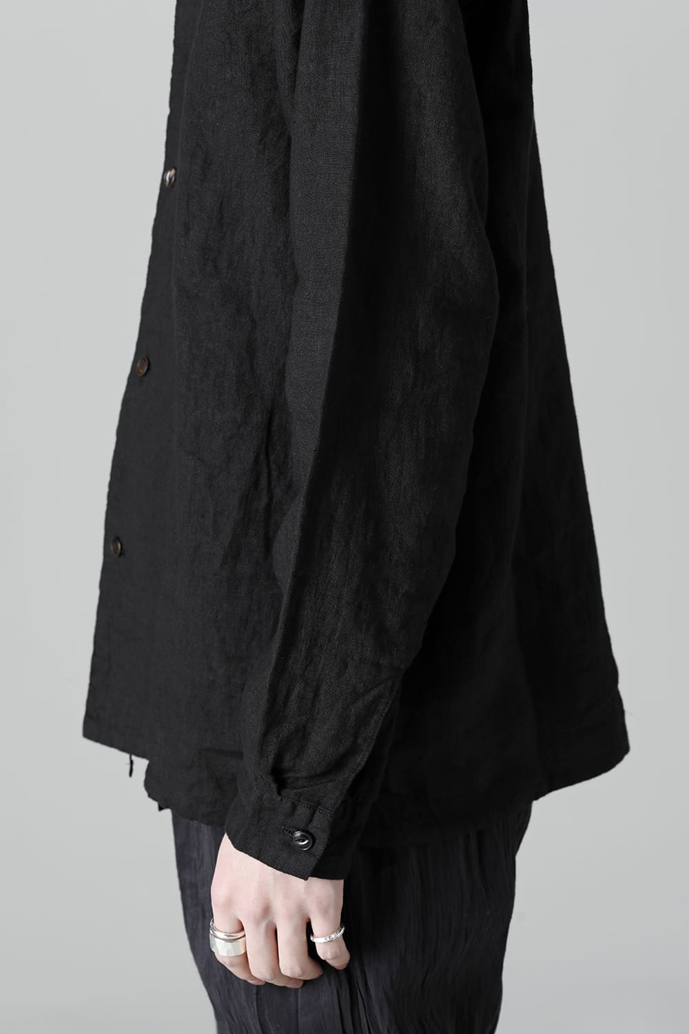 Open Collar Reversible Shirt Black/Black