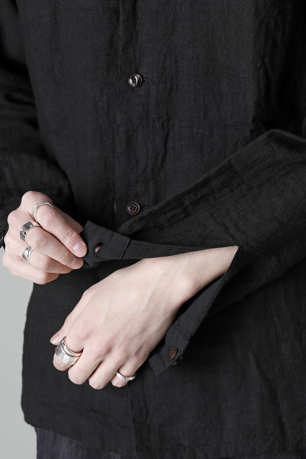 Open Collar Reversible Shirt Black/Black