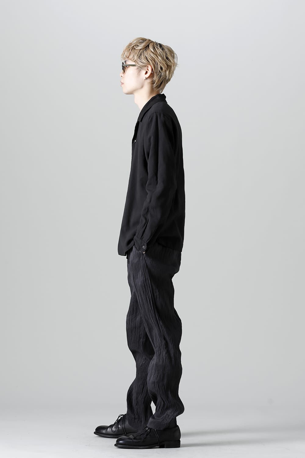 Open Collar Reversible Shirt Black/Black