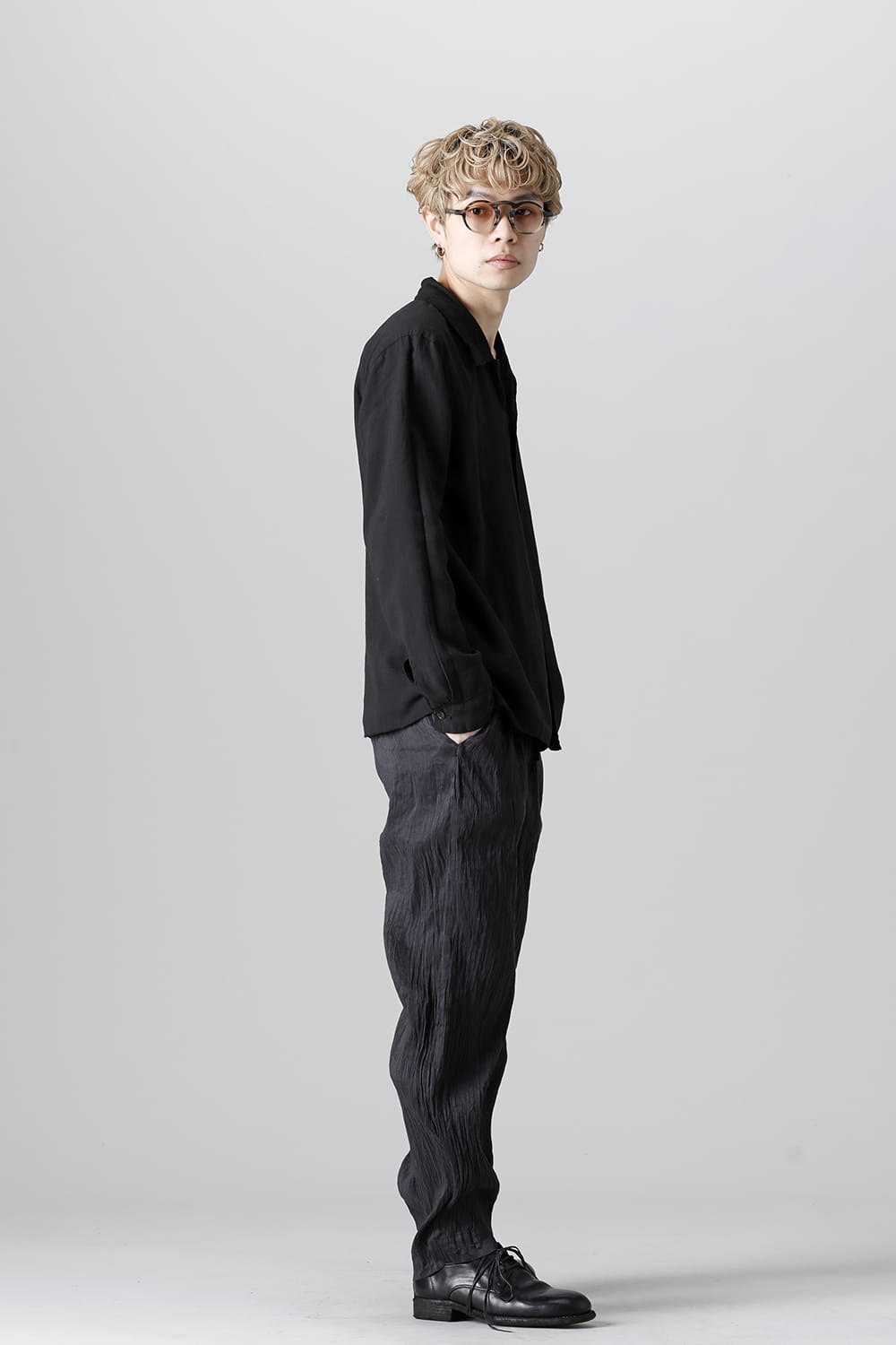 Open Collar Reversible Shirt Black/Black