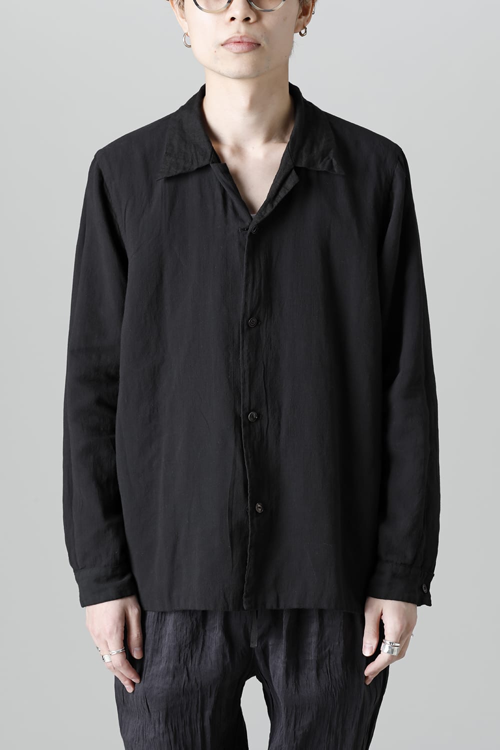 Open Collar Reversible Shirt Black/Black