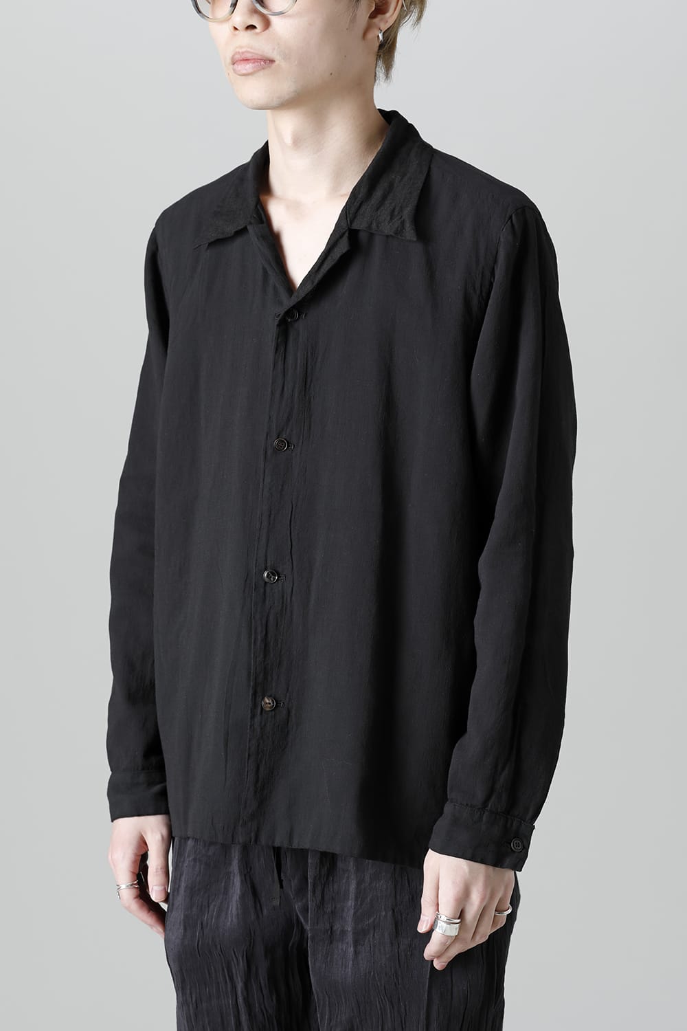 Open Collar Reversible Shirt Black/Black