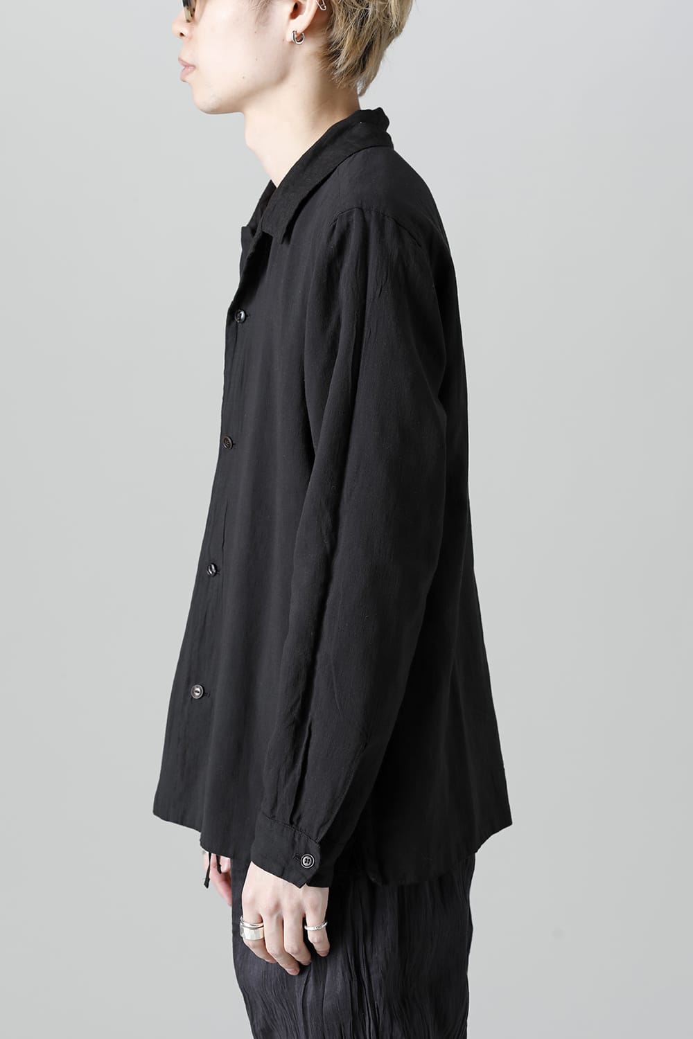 Open Collar Reversible Shirt Black/Black