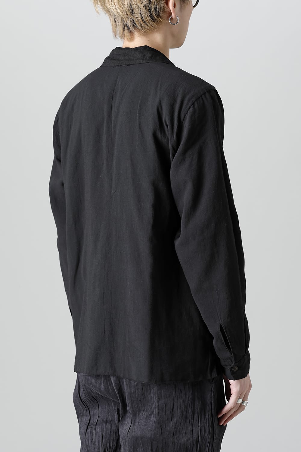 Open Collar Reversible Shirt Black/Black