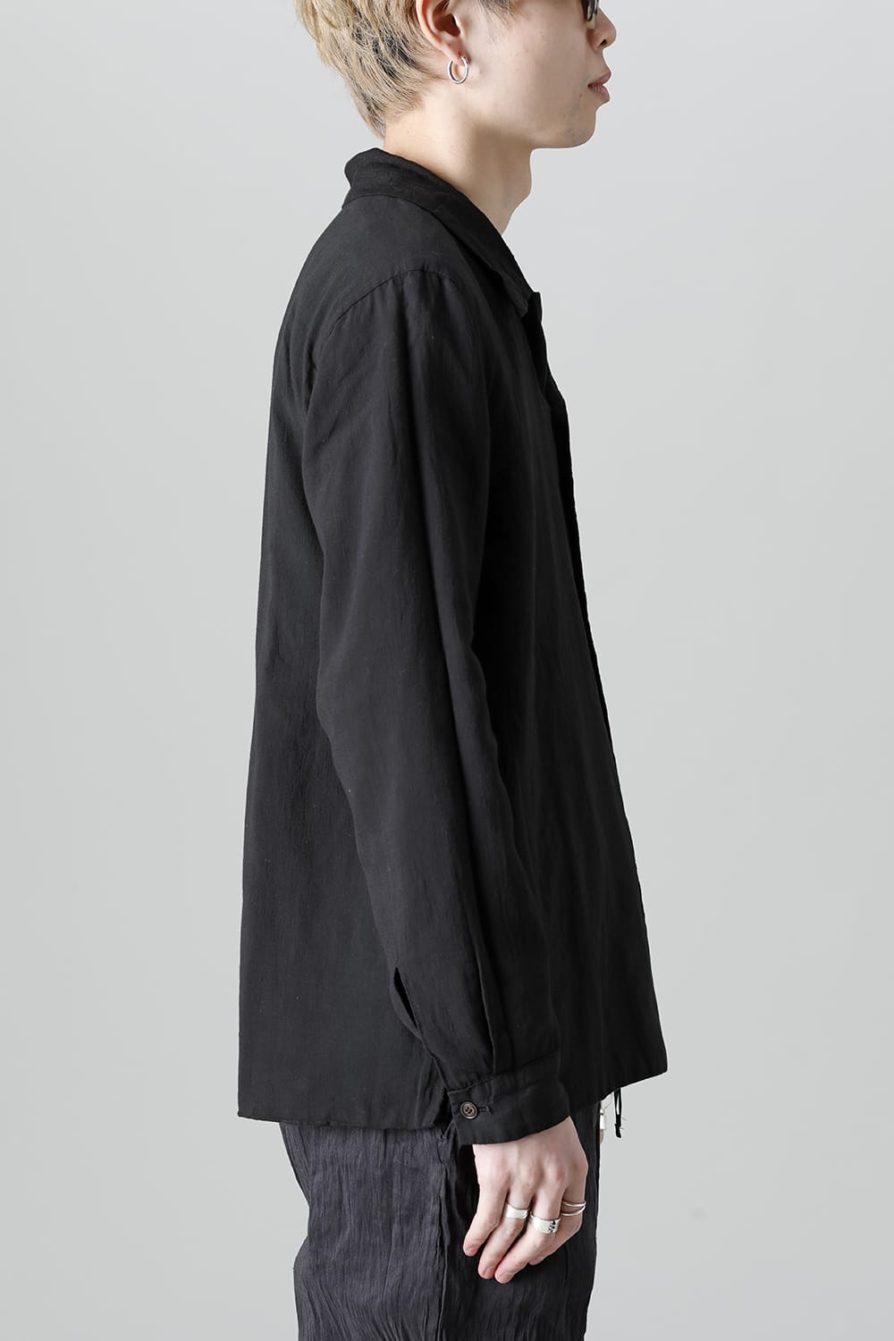 Open Collar Reversible Shirt Black/Black