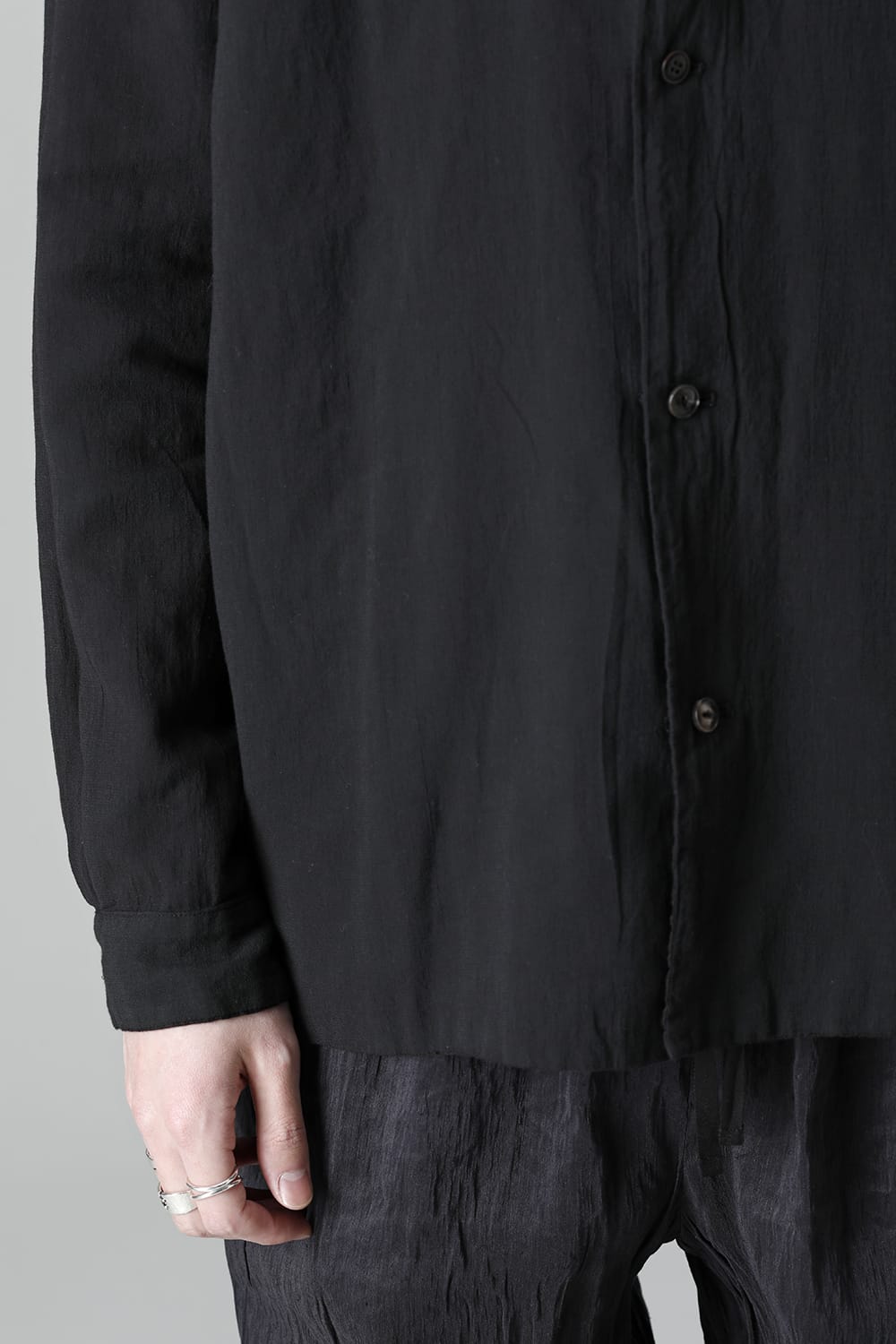 Open Collar Reversible Shirt Black/Black