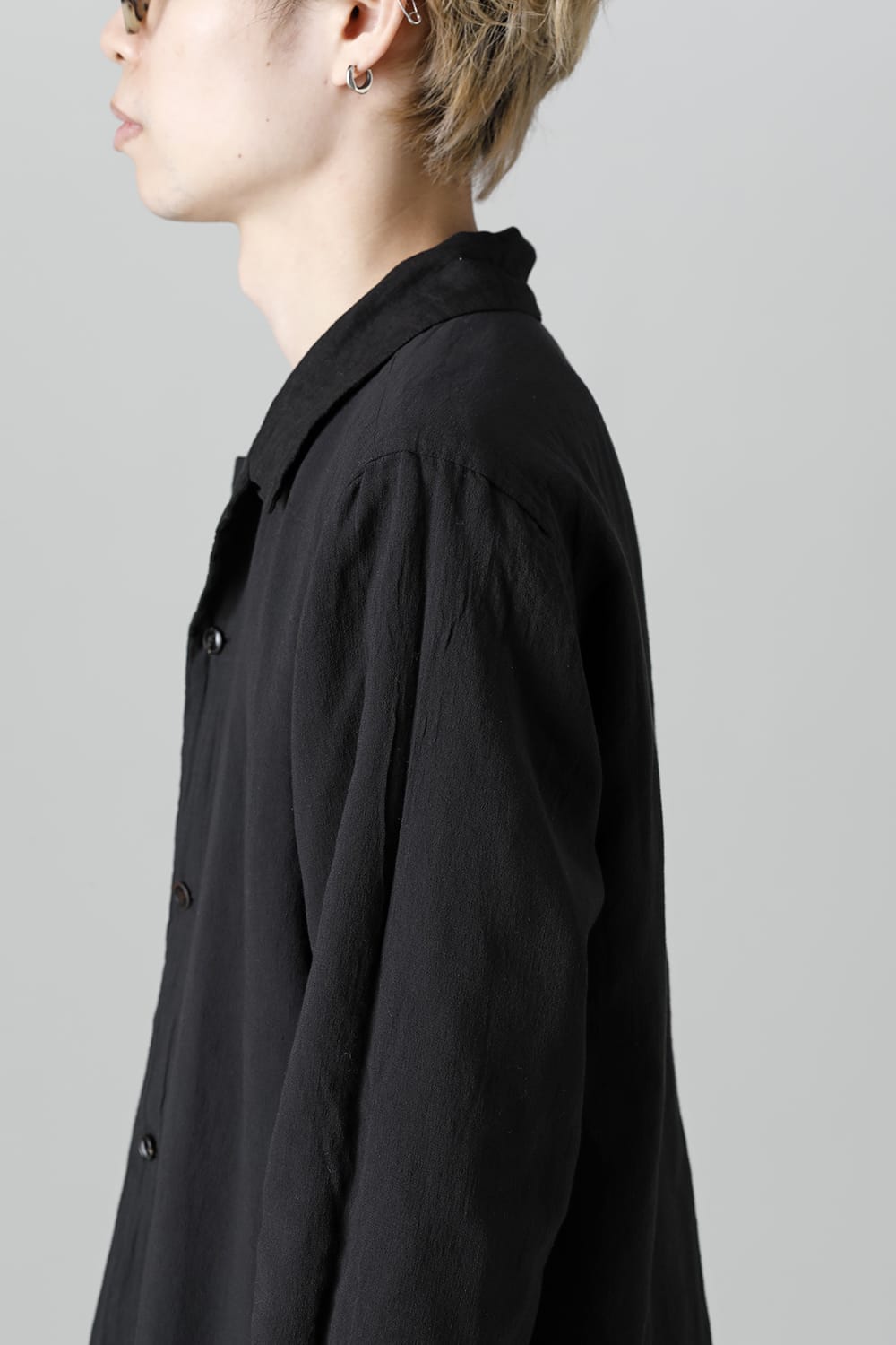 Open Collar Reversible Shirt Black/Black