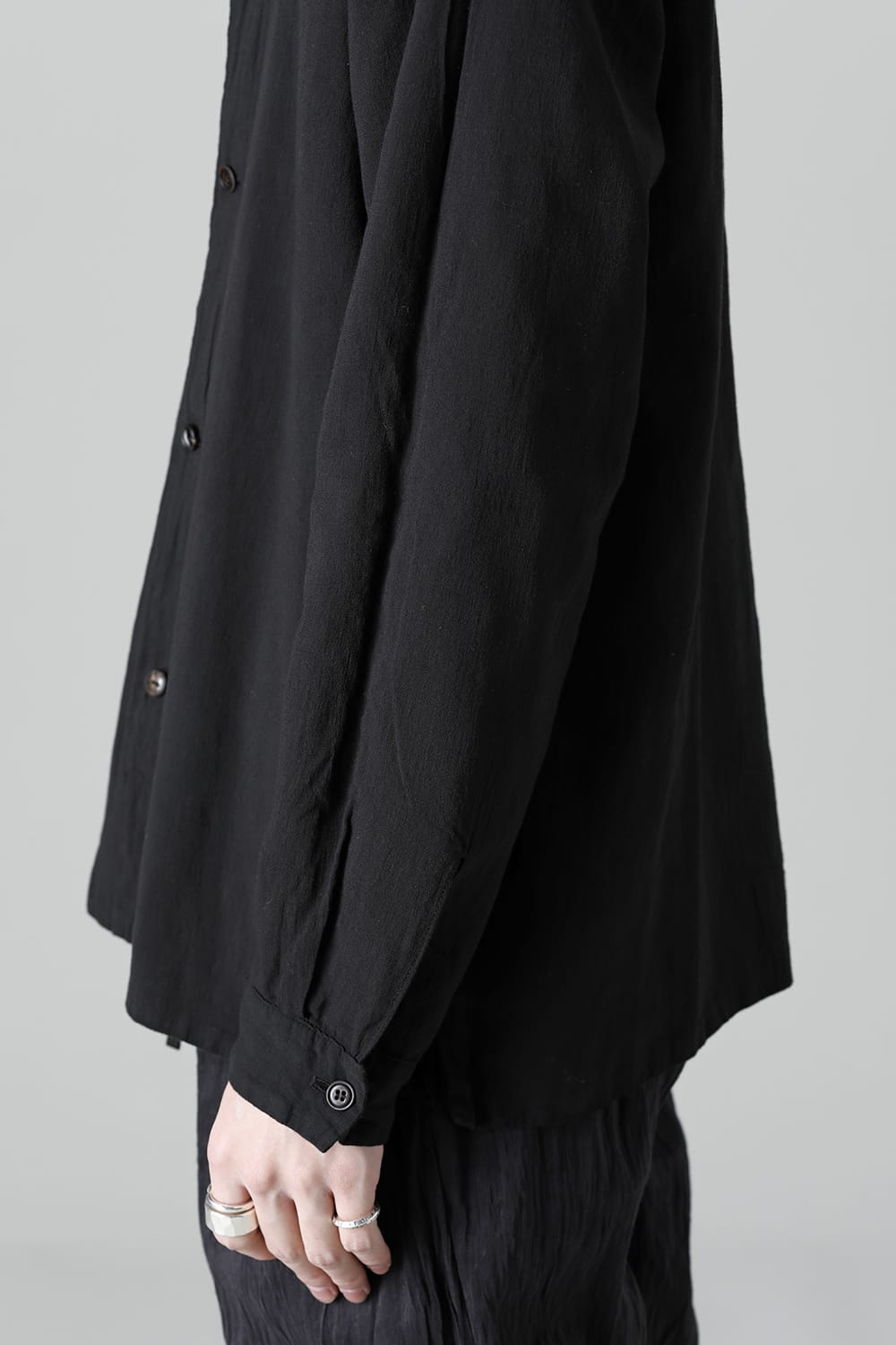 Open Collar Reversible Shirt Black/Black